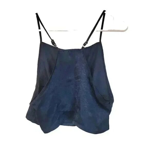 Missguided Women's Steel Blue Shiny Poly Satin Camisole w Adj Straps - Picture 4 of 5